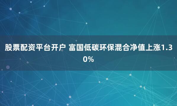 股票配资平台开户 富国低碳环保混合净值上涨1.30%