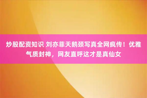 炒股配资知识 刘亦菲天鹅颈写真全网疯传！优雅气质封神，网友直呼这才是真仙女